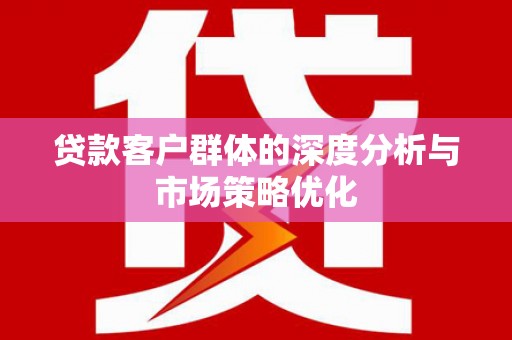 合浦贷款客户群体的深度分析与市场策略优化