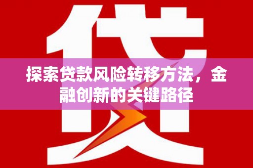 瀍河探索贷款风险转移方法，金融创新的关键路径