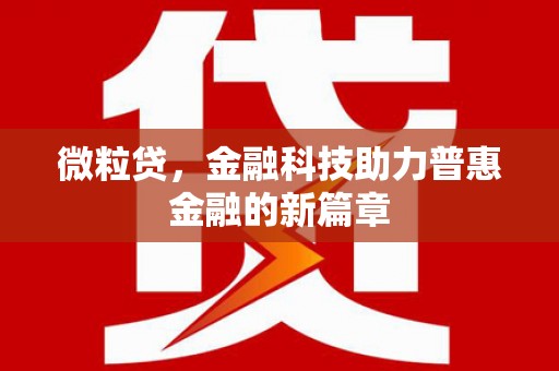惠农微粒贷，金融科技助力普惠金融的新篇章