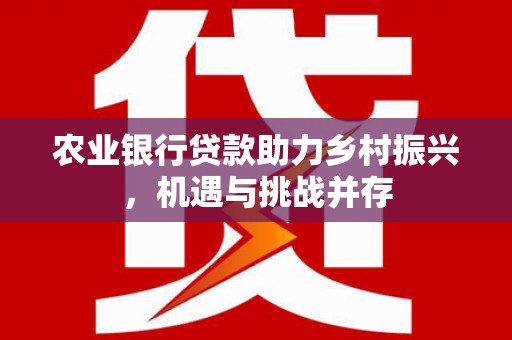 大城农业银行贷款助力乡村振兴，机遇与挑战并存
